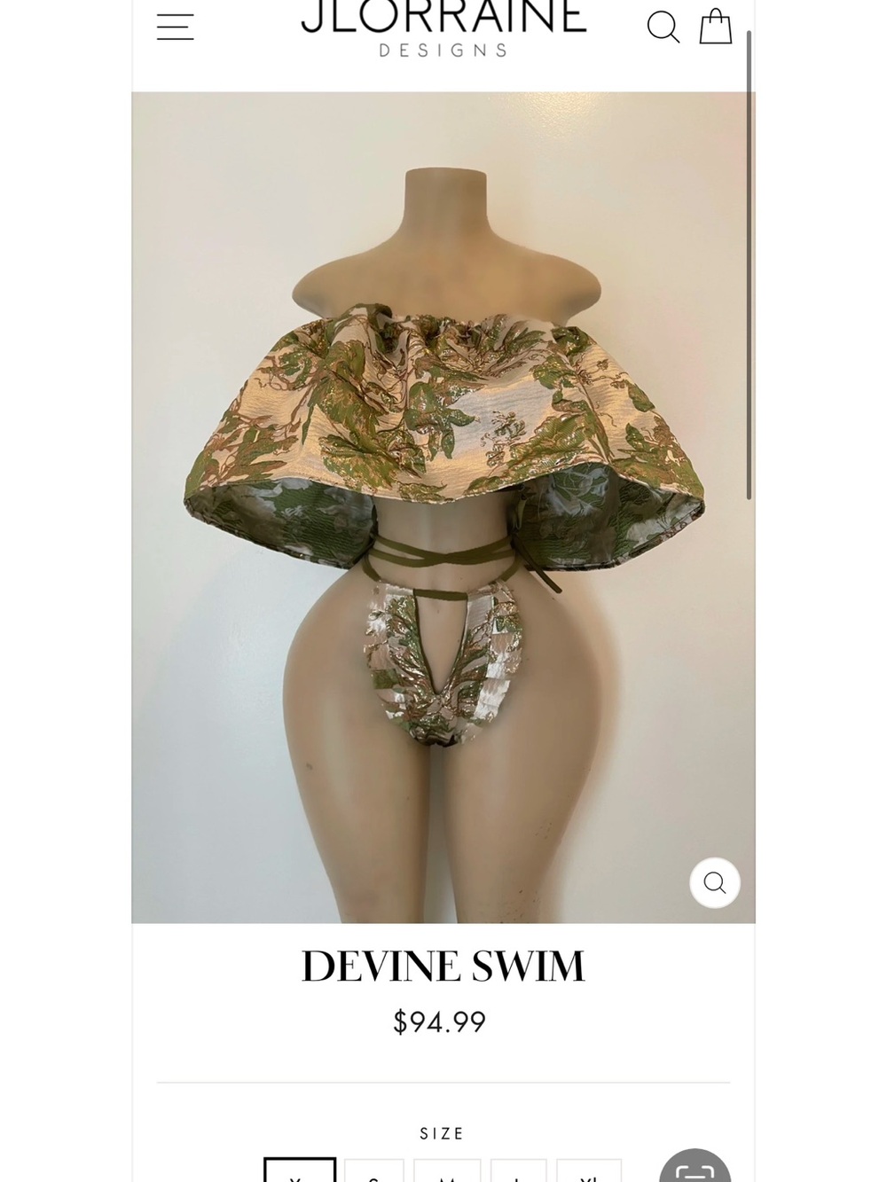 Olive Green Off-Shoulder Ruffled Bikini